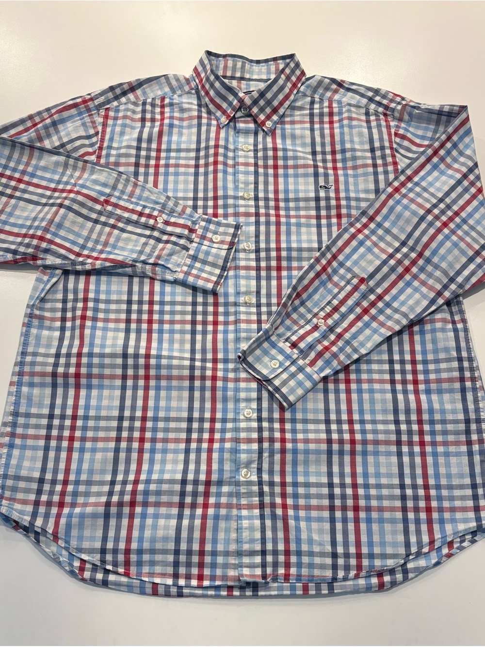 Vineyard Vines Men's Slim Fit Whale Shirt Long Sleeve, Button Down, Plaid, XL